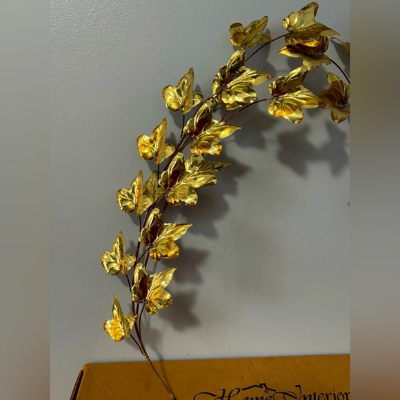2 Vintage Wall Hanging Sprays Leaves Branch Brass Copper Welded Metal Art 17”x7” - Picture 1 of 9